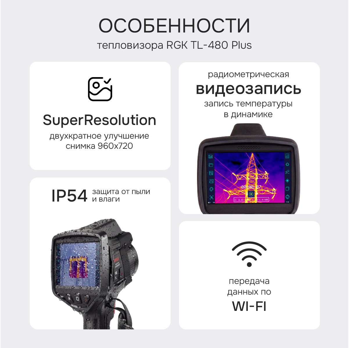 Тепловизор RGK TL-480 Plus в комплекте с телеобъективом 12° - 2